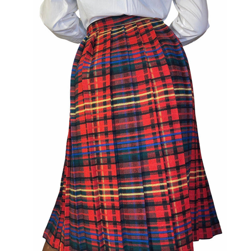 Vintage Red Plaid Button Down Skirt (S)