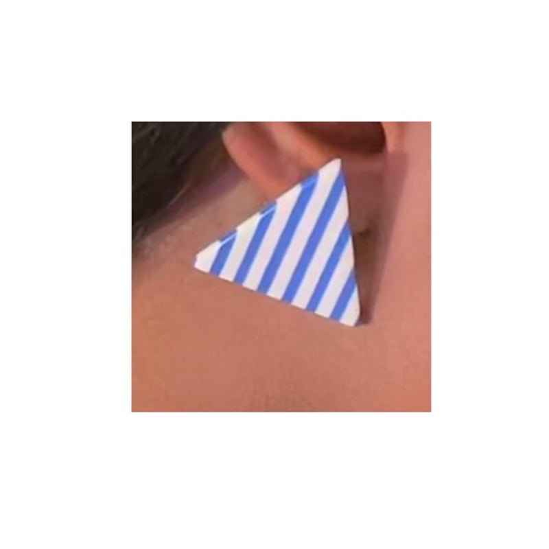 Vintage Stripe Triangle Earrings - EXCEUS 