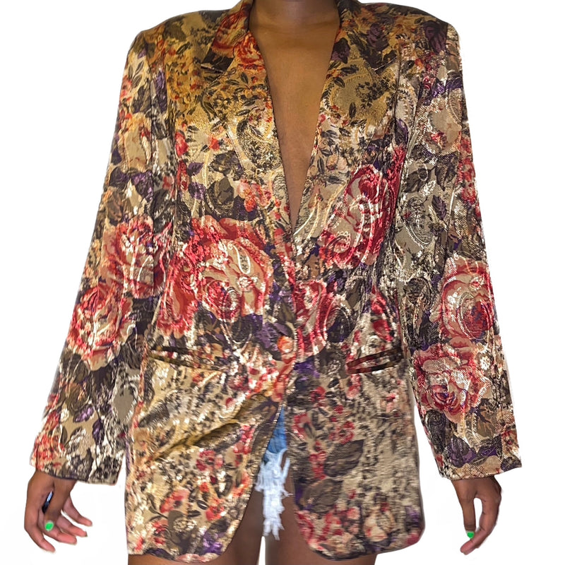 Vintage Metallic Paisley Blazer (M/L) - EXCEUS 