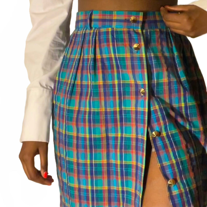 Vintage Green Plaid Skirt (S-M) - EXCEUS 