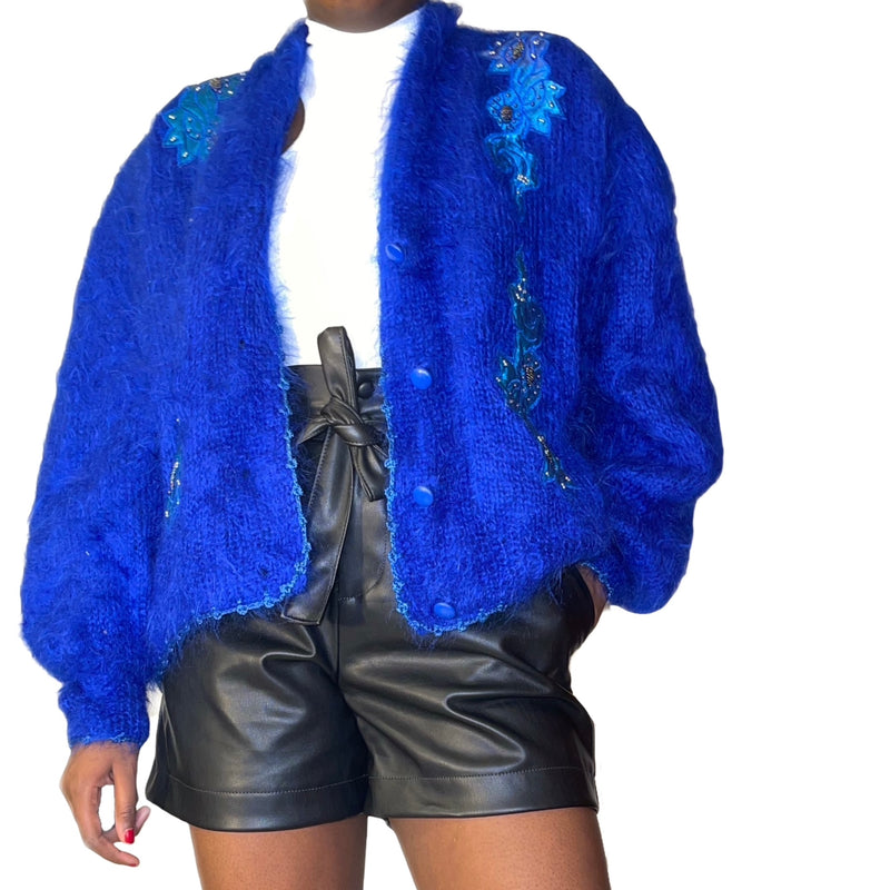 Vintage Royal Blue Mohair Cardigan (S-L)