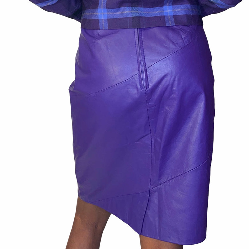 Vintage Purple Leather Skirt (M)