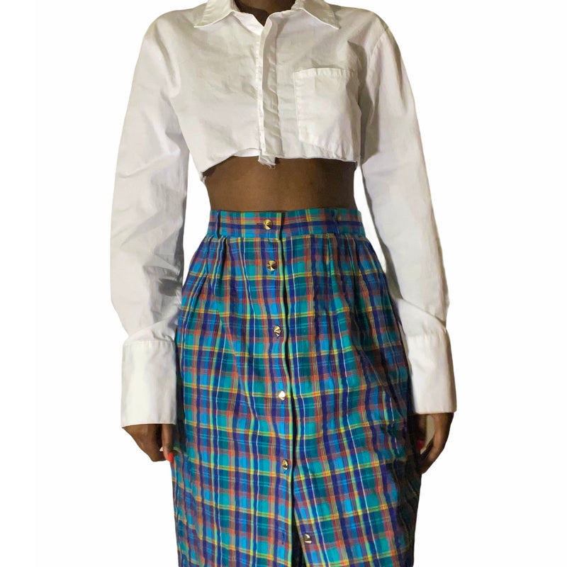 Vintage Green Plaid Skirt (S-M) - EXCEUS 