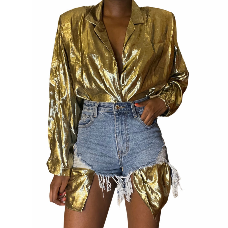 Vintage Liquid Gold Blouse (S-XL) - EXCEUS 