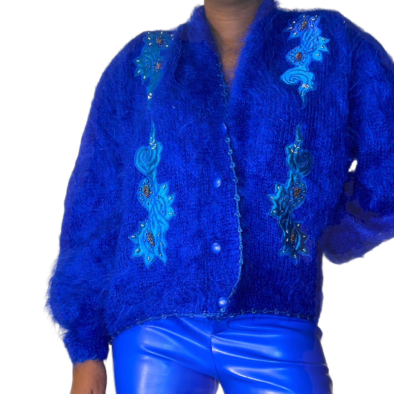 Vintage Royal Blue Mohair Cardigan (S-L)