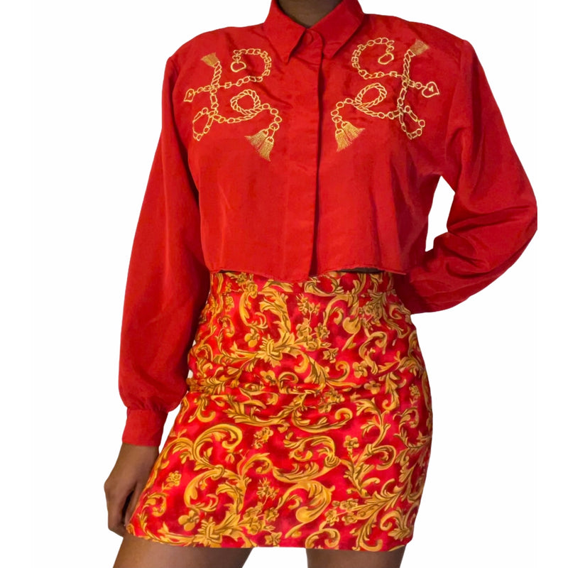 Vintage Red Baroque Skirt (S-M) - EXCEUS 