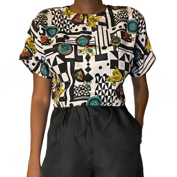 Vintage Printed Crop Top (S-M) - EXCEUS 