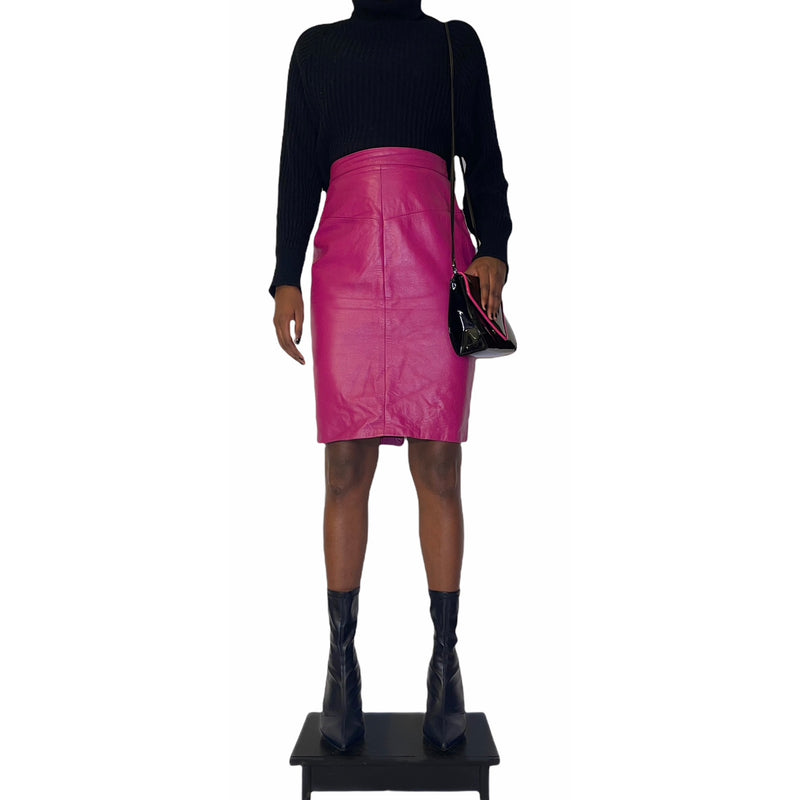 Pink leather shop vintage skirt