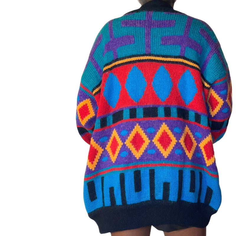 Vintage Printed Zip up Sweater (S-L)