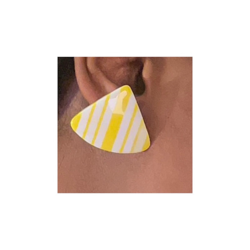 Vintage Yellow Stripe Earrings - EXCEUS 