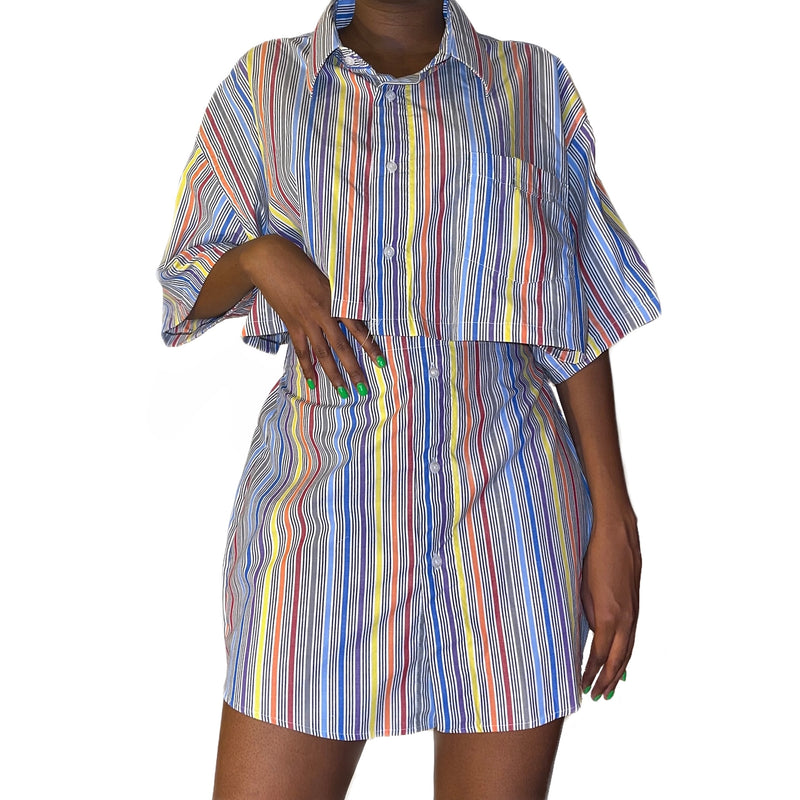 Rainbow Stripe Skirt Set (S-M) - EXCEUS 