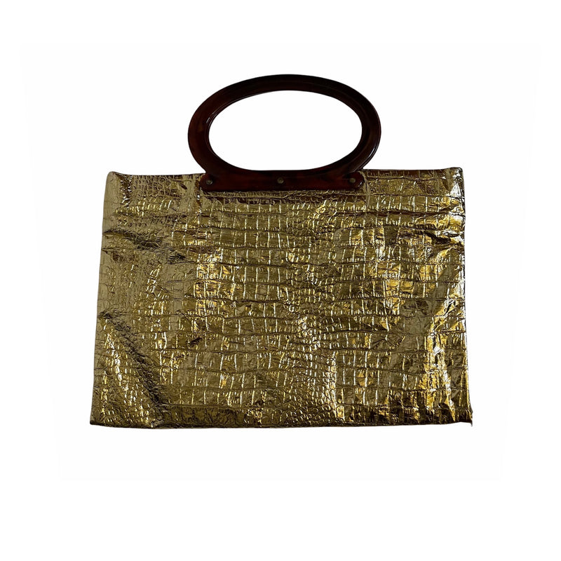 Vintage Gold Fold Over Handbag - EXCEUS 