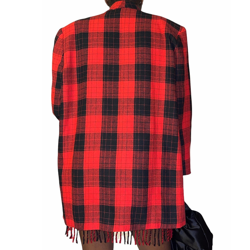 Vintage Red and Black Plaid Blazer (S-L)