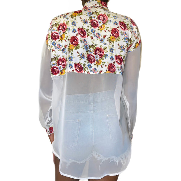 Vintage Sheer Floral Blouse (S-M) - EXCEUS 