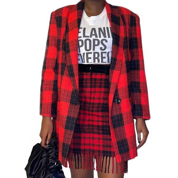 Vintage Red and Black Plaid Blazer (S-L)