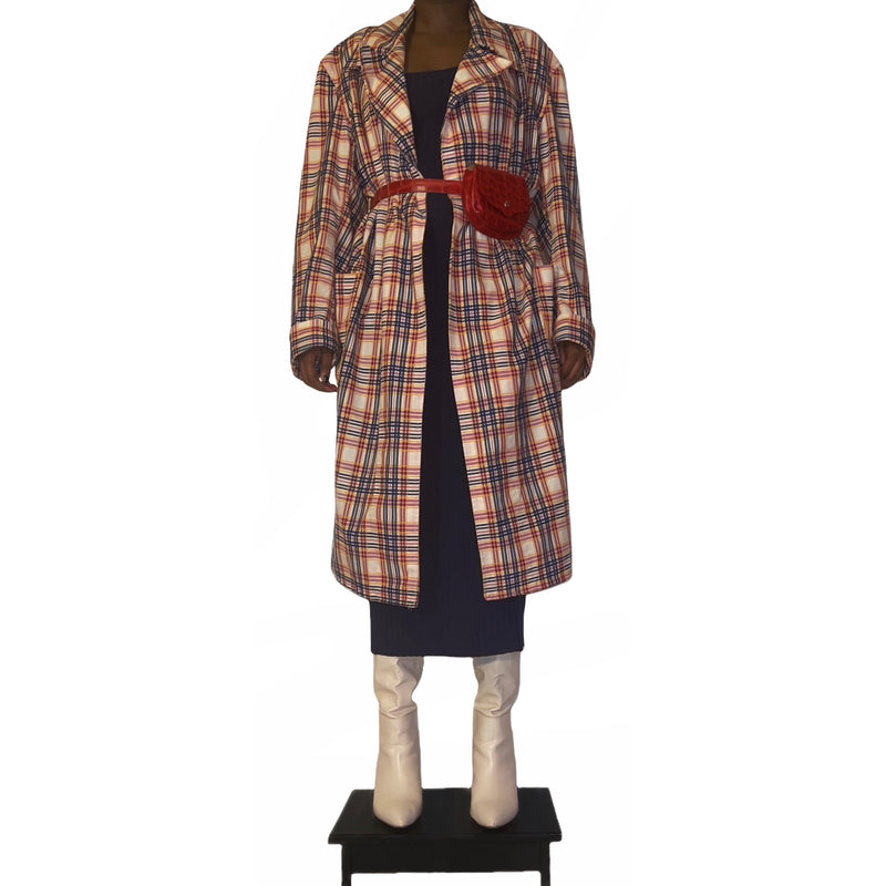 Vintage Plaid Long Duster Trench (S-L)