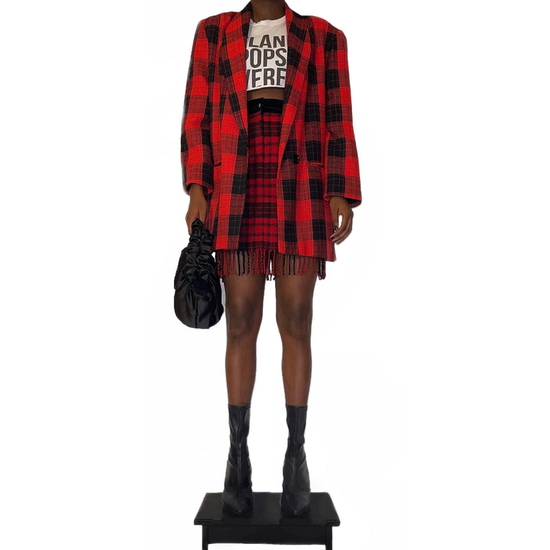 Vintage Red and Black Plaid Blazer (S-L)