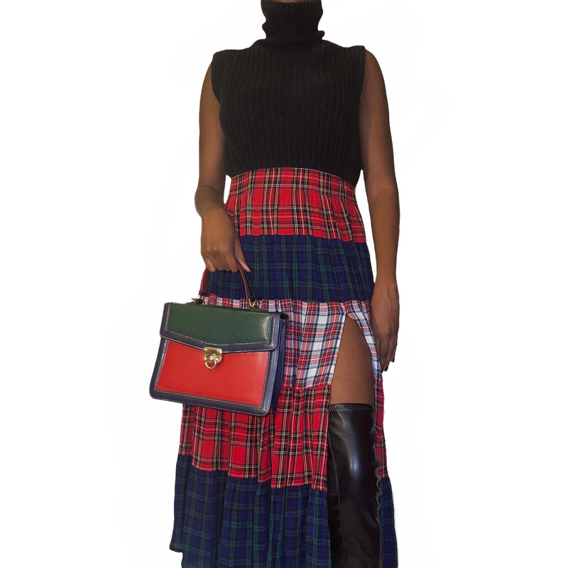 Vintage Rare Plaid Tiered Skirt (M-L)