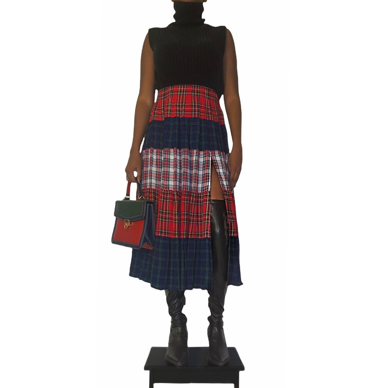 Vintage Rare Plaid Tiered Skirt (M-L)