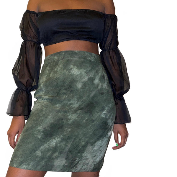 Vintage Green Acid Wash Skirt (M) - EXCEUS 